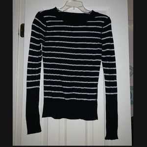 Black tight striped knit long sleeve